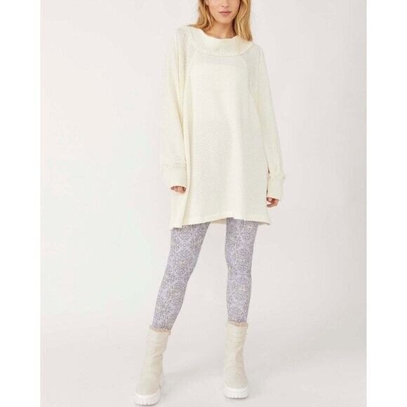 NWT Free People She's A Keeper Oversized Off Shoulder Sweater Tunic Cream L - Picture 4 of 12